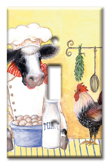 Decorative Printed Switch Plate - Electrical Switch Cover Wall Plate by Art Plates - Cow Chef