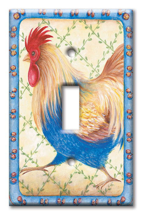 Decorative Printed OVERSIZED Switch Plate - Electrical Switch Cover JUMBO Wall Plate by Art Plates - Running Rooster