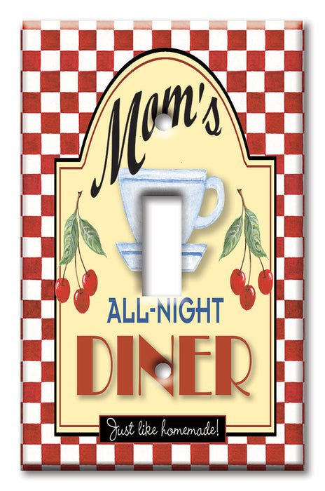 Decorative Printed OVERSIZED Switch Plate - Electrical Switch Cover JUMBO Wall Plate by Art Plates - Mom's All Night Diner