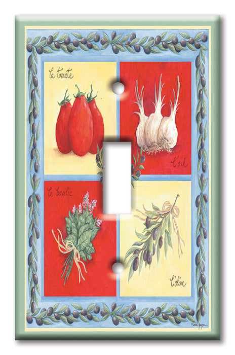 Decorative Printed OVERSIZED Switch Plate - Electrical Switch Cover JUMBO Wall Plate by Art Plates - Garlic Plaque