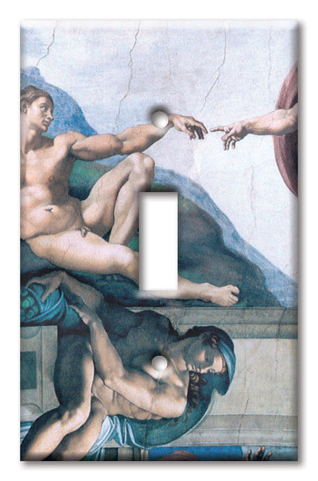 Decorative Printed OVERSIZED Switch Plate - Electrical Switch Cover JUMBO Wall Plate by Art Plates - Michelangelo: Creation of Man