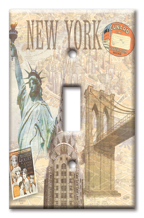 Decorative Printed OVERSIZED Switch Plate - Electrical Switch Cover JUMBO Wall Plate by Art Plates - New York III