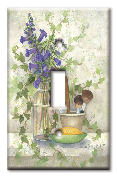 Decorative Printed Switch Plate - Electrical Switch Cover Wall Plate by Art Plates - Bath Brushes