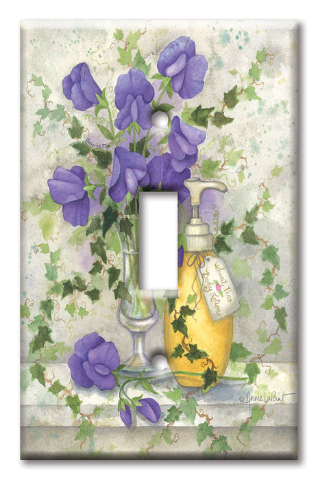 Decorative Printed Switch Plate - Electrical Switch Cover Wall Plate by Art Plates - Sweet Pea Body Lotion