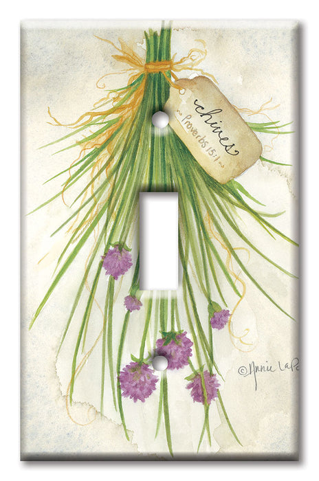 Decorative Printed OVERSIZED Switch Plate - Electrical Switch Cover JUMBO Wall Plate by Art Plates - Chives