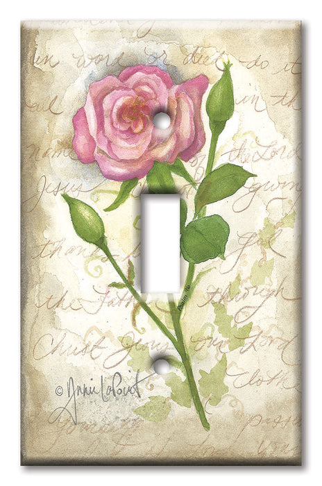 Decorative Printed OVERSIZED Switch Plate - Electrical Switch Cover JUMBO Wall Plate by Art Plates - Old Rose