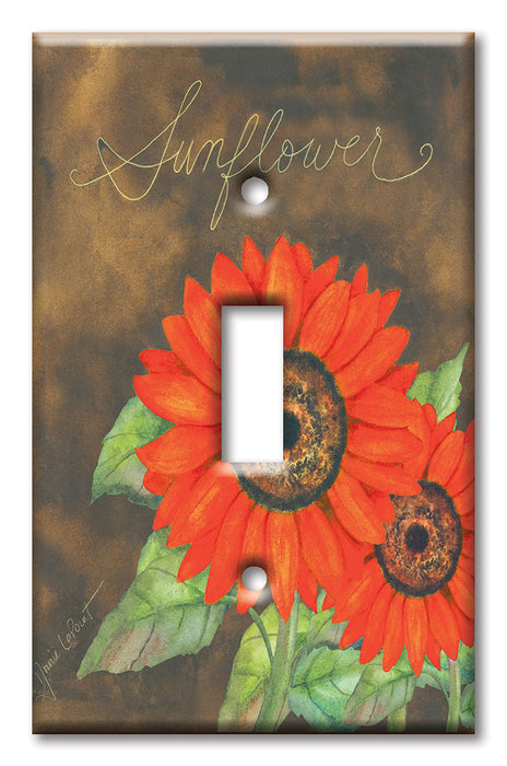 Decorative Printed Switch Plate - Electrical Switch Cover Wall Plate by Art Plates - Red Sunflower