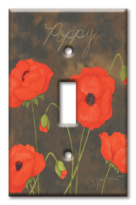 Decorative Printed Switch Plate - Electrical Switch Cover Wall Plate by Art Plates - Poppy