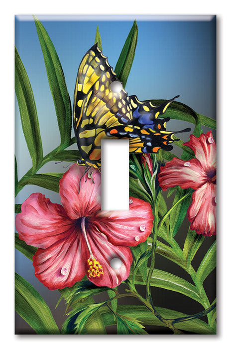 Decorative Printed OVERSIZED Switch Plate - Electrical Switch Cover JUMBO Wall Plate by Art Plates - Yellow Butterfly