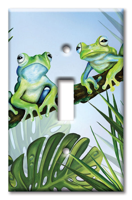 Decorative Printed Switch Plate - Electrical Switch Cover Wall Plate by Art Plates - Green Frogs