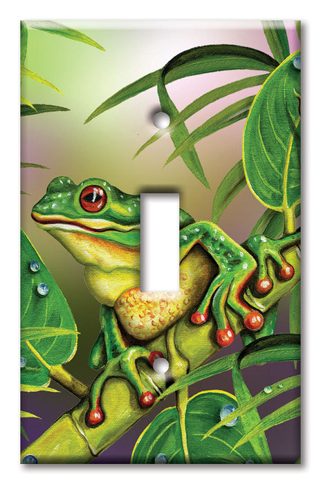 Decorative Printed Switch Plate - Electrical Switch Cover Wall Plate by Art Plates - Red Eyed Frog