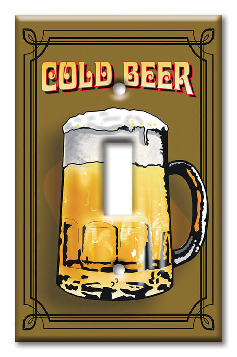 Decorative Printed Switch Plate - Electrical Switch Cover Wall Plate by Art Plates - Cold Beer