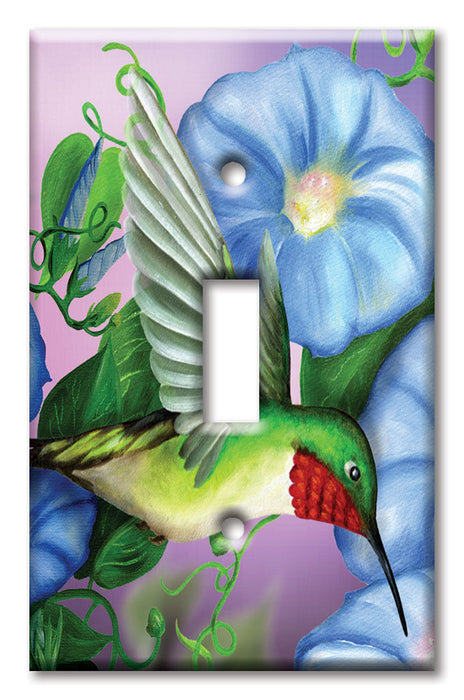 Decorative Printed OVERSIZED Switch Plate - Electrical Switch Cover JUMBO Wall Plate by Art Plates - Hummingbird and Flowers