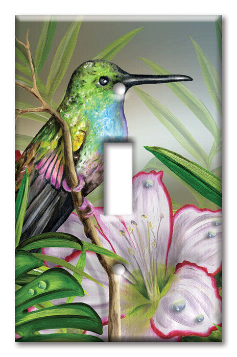 Decorative Printed OVERSIZED Switch Plate - Electrical Switch Cover JUMBO Wall Plate by Art Plates - Hummingbird at Rest