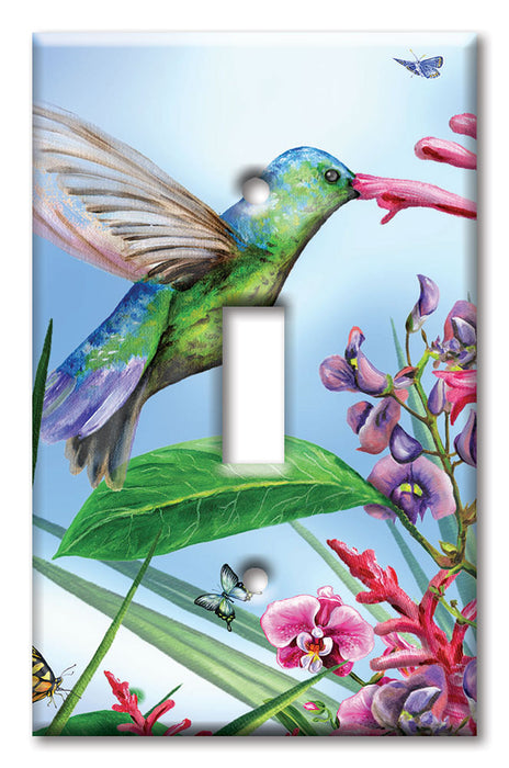 Decorative Printed OVERSIZED Switch Plate - Electrical Switch Cover JUMBO Wall Plate by Art Plates - Green Hummingbird