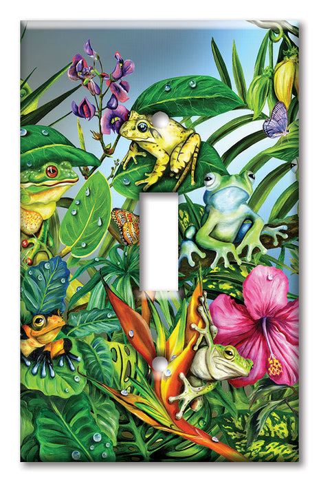 Decorative Printed Switch Plate - Electrical Switch Cover Wall Plate by Art Plates - Frog Party