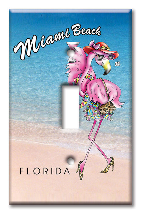 Decorative Printed OVERSIZED Switch Plate - Electrical Switch Cover JUMBO Wall Plate by Art Plates - Miami Flamingo: Hers