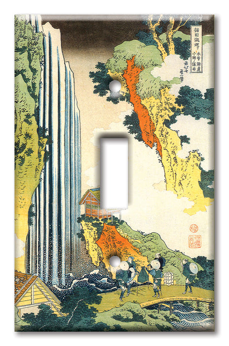 Decorative Printed OVERSIZED Switch Plate - Electrical Switch Cover JUMBO Wall Plate by Art Plates - Hokusai: Kirifuri Waterfall