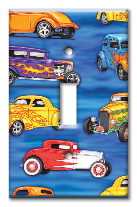 Decorative Printed OVERSIZED Switch Plate - Electrical Switch Cover JUMBO Wall Plate by Art Plates - Hot Rods - Image by Dan Morris