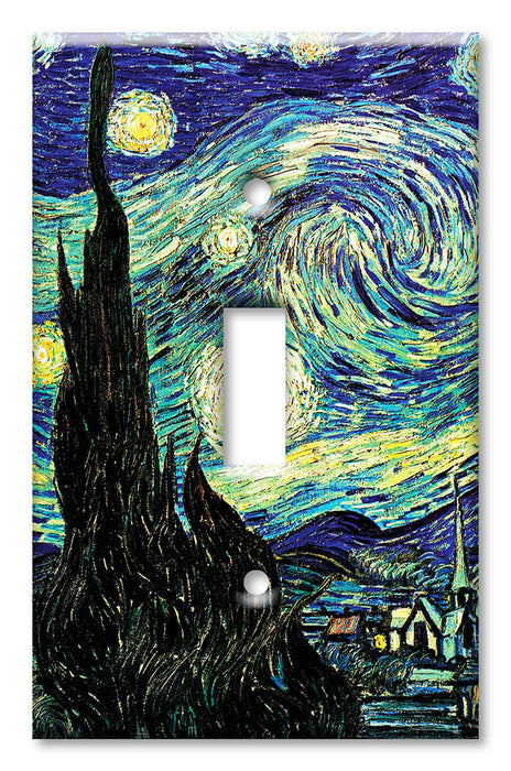 Decorative Printed OVERSIZED Switch Plate - Electrical Switch Cover JUMBO Wall Plate by Art Plates - Van Gogh: Starry Night