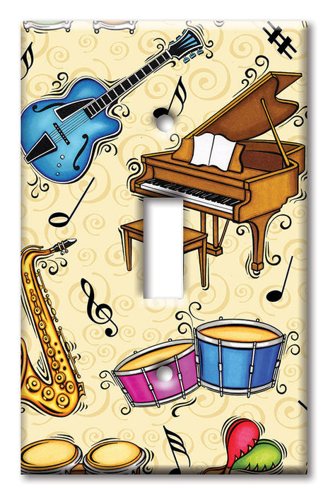 Decorative Printed OVERSIZED Switch Plate - Electrical Switch Cover JUMBO Wall Plate by Art Plates - Musical Instruments - Image by Dan Morris