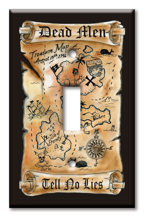 Decorative Printed OVERSIZED Switch Plate - Electrical Switch Cover JUMBO Wall Plate by Art Plates - Treasure Map