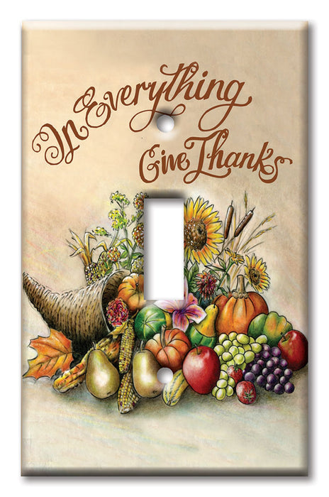 Decorative Printed OVERSIZED Switch Plate - Electrical Switch Cover JUMBO Wall Plate by Art Plates - Give Thanks II