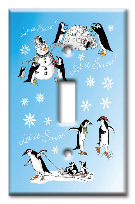 Decorative Printed OVERSIZED Switch Plate - Electrical Switch Cover JUMBO Wall Plate by Art Plates - Let it Snow II