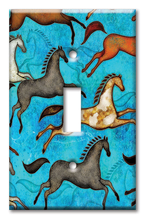 Decorative Printed Switch Plate - Electrical Switch Cover Wall Plate by Art Plates - Aztec Horses - Image by Dan Morris