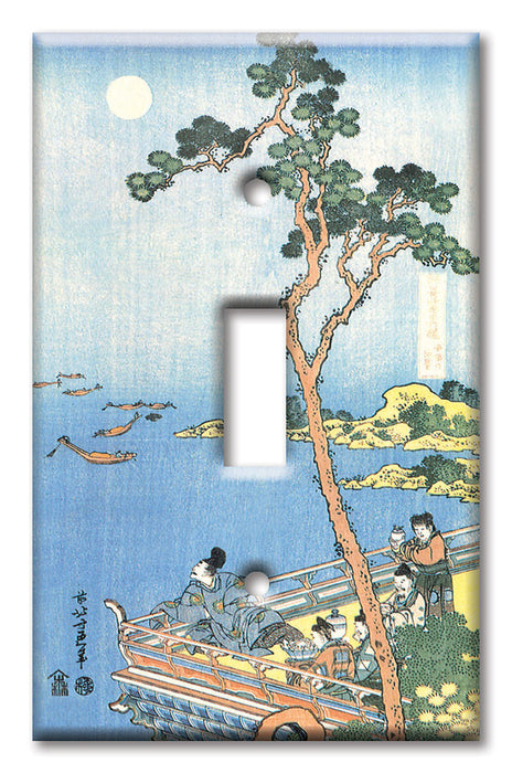 Decorative Printed OVERSIZED Switch Plate - Electrical Switch Cover JUMBO Wall Plate by Art Plates - Hokusai: Abe No Nakamaro