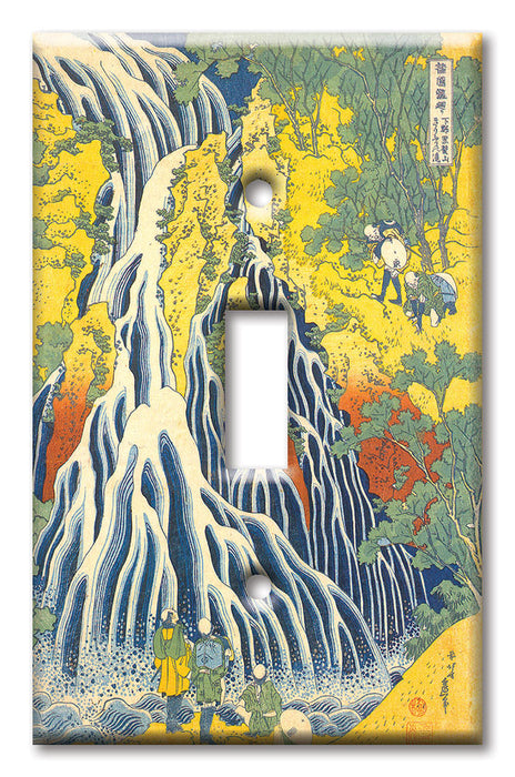 Decorative Printed OVERSIZED Switch Plate - Electrical Switch Cover JUMBO Wall Plate by Art Plates - Hokusai: Yoro Waterfall