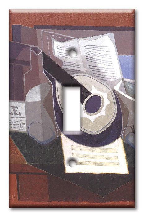 Decorative Printed OVERSIZED Switch Plate - Electrical Switch Cover JUMBO Wall Plate by Art Plates - Gris: Still Life with Guitar