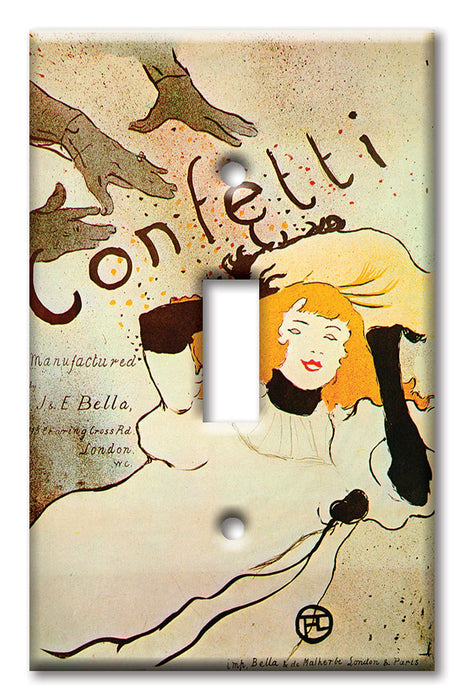 Decorative Printed OVERSIZED Switch Plate - Electrical Switch Cover JUMBO Wall Plate by Art Plates - Lautrec: Confetti