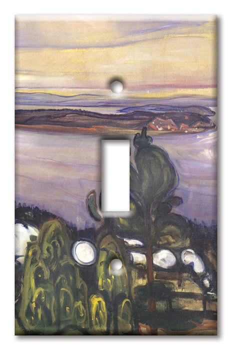 Decorative Printed OVERSIZED Switch Plate - Electrical Switch Cover JUMBO Wall Plate by Art Plates - Munch: Train Smoke