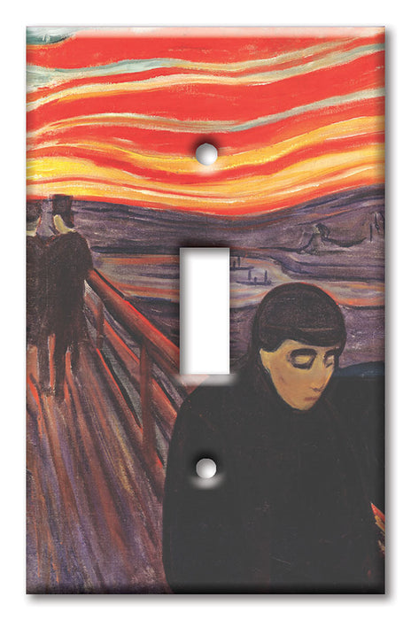 Decorative Printed Switch Plate - Electrical Switch Cover Wall Plate by Art Plates - Munch: Despair