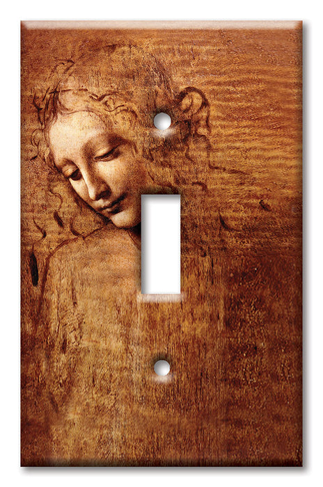 Decorative Printed OVERSIZED Switch Plate - Electrical Switch Cover JUMBO Wall Plate by Art Plates - Da Vinci: La Scapigliata