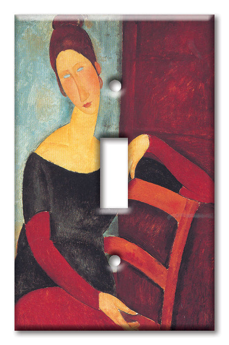 Decorative Printed OVERSIZED Switch Plate - Electrical Switch Cover JUMBO Wall Plate by Art Plates - Modigliani: Jeanne Hebuterne