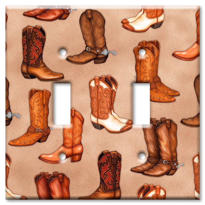 Decorative Printed Switch Plate - Electrical Switch Cover Wall Plate by Art Plates - Cowboy Boots (Tan) - Image by Dan Morris