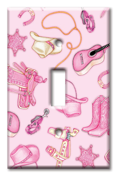 Decorative Printed OVERSIZED Switch Plate - Electrical Switch Cover JUMBO Wall Plate by Art Plates - Cow Girl (Pink) - Image by Dan Morris