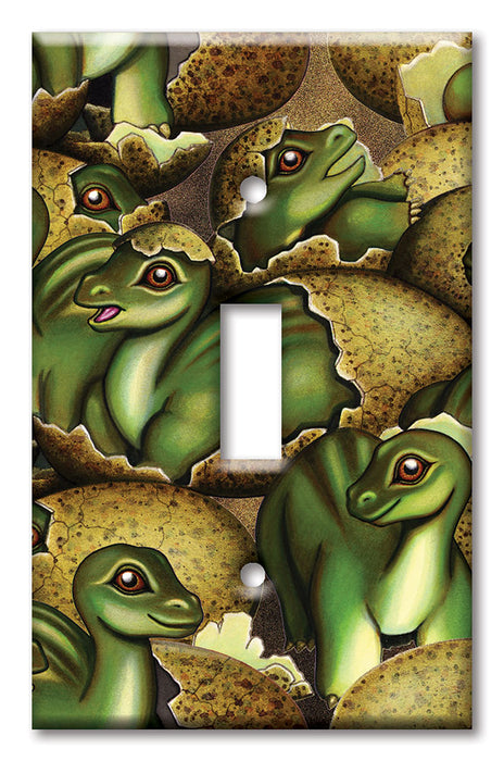 Decorative Printed Switch Plate - Electrical Switch Cover Wall Plate by Art Plates - Baby Dinosaurs - Image by Dan Morris