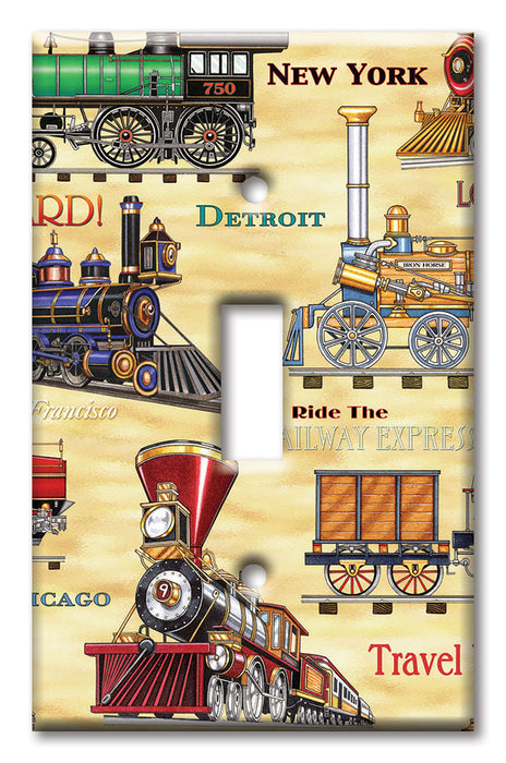 Decorative Printed OVERSIZED Switch Plate - Electrical Switch Cover JUMBO Wall Plate by Art Plates - Travel by Rail - Image by Dan Morris