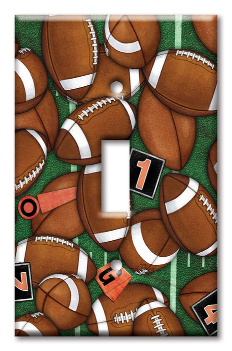 Decorative Printed OVERSIZED Switch Plate - Electrical Switch Cover JUMBO Wall Plate by Art Plates - Footballs - Image by Dan Morris