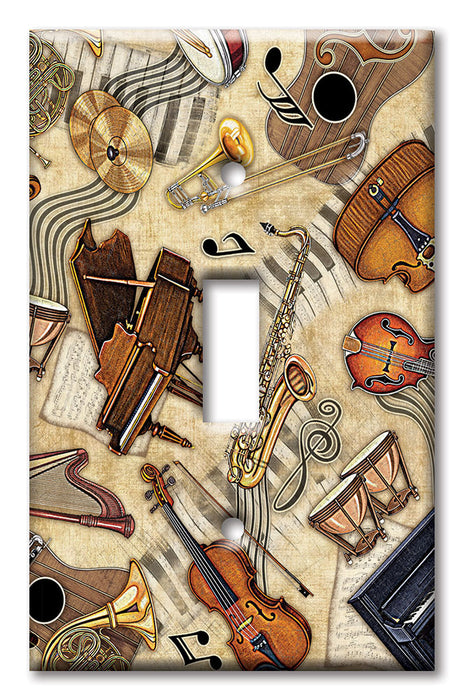 Decorative Printed OVERSIZED Switch Plate - Electrical Switch Cover JUMBO Wall Plate by Art Plates - Music Instruments - Image by Dan Morris