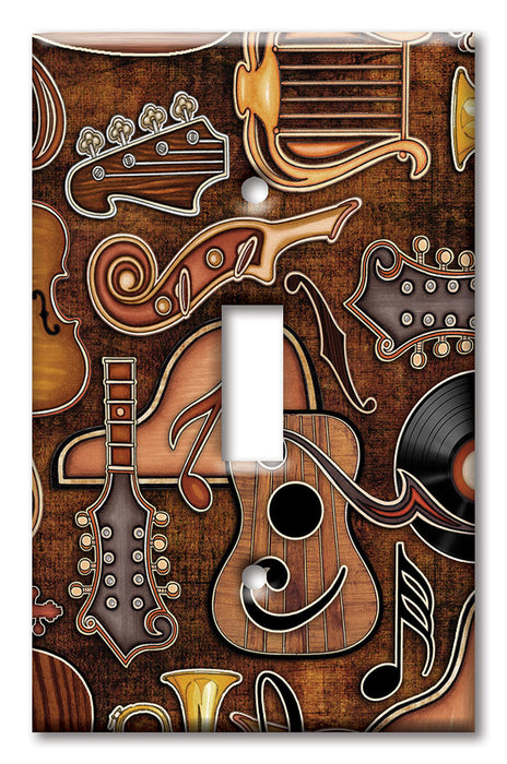 Decorative Printed OVERSIZED Switch Plate - Electrical Switch Cover JUMBO Wall Plate by Art Plates - Musical Elements - Image by Dan Morris