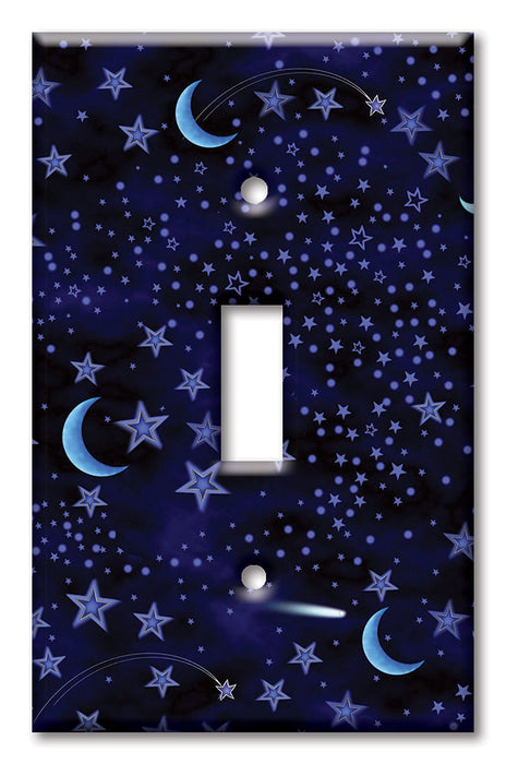 Decorative Printed Switch Plate - Electrical Switch Cover Wall Plate by Art Plates - Blue Stars - Image by Dan Morris