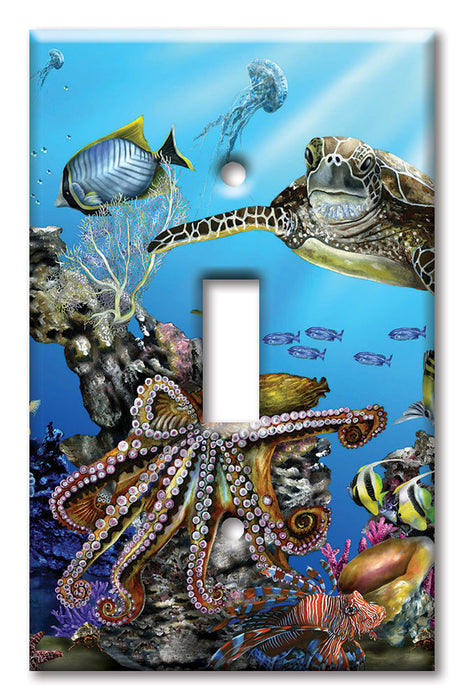 Decorative Printed Switch Plate - Electrical Switch Cover Wall Plate by Art Plates - Reef Life II