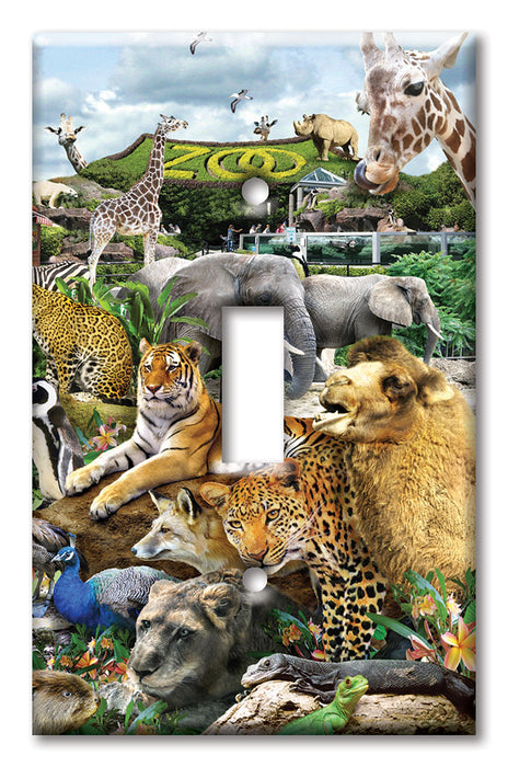 Decorative Printed OVERSIZED Switch Plate - Electrical Switch Cover JUMBO Wall Plate by Art Plates - Zoo Animals