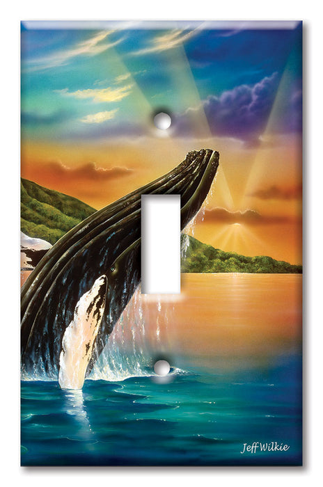 Decorative Printed OVERSIZED Switch Plate - Electrical Switch Cover JUMBO Wall Plate by Art Plates - Humpback Whales