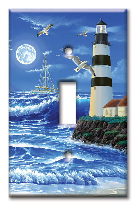 Decorative Printed OVERSIZED Switch Plate - Electrical Switch Cover JUMBO Wall Plate by Art Plates - Lighthouse at Night