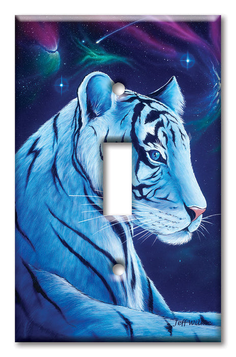 Decorative Printed OVERSIZED Switch Plate - Electrical Switch Cover JUMBO Wall Plate by Art Plates - White Tiger